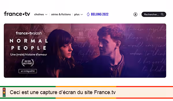 Page d'accueil du site France.tv avec l'accès au compte en haut à droite de l'écran