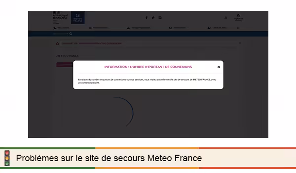 Message d'erreur sur le site de secours de Météo-France